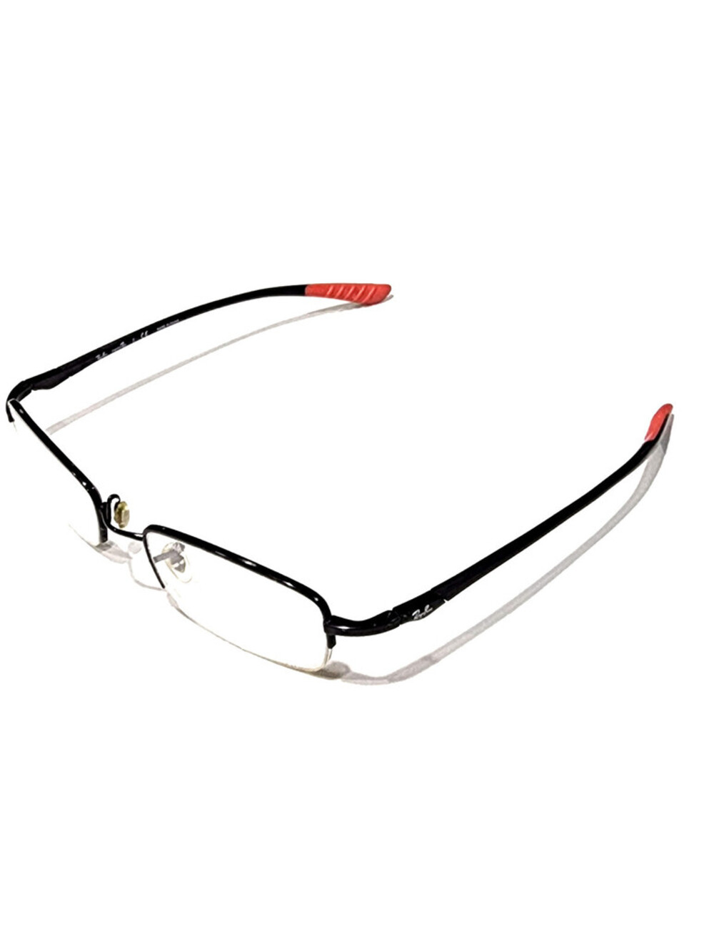 Ray Ban RB7512 1012 Black Metal Red Rectangle Eyeglasses 49-19 140
